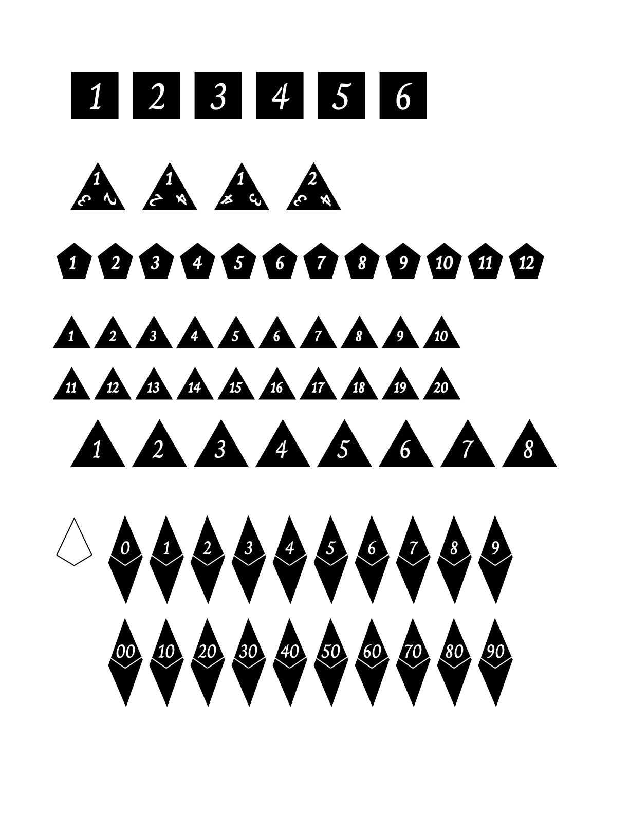 The final output from Graphic showing all of the numerals on the sketched faces.